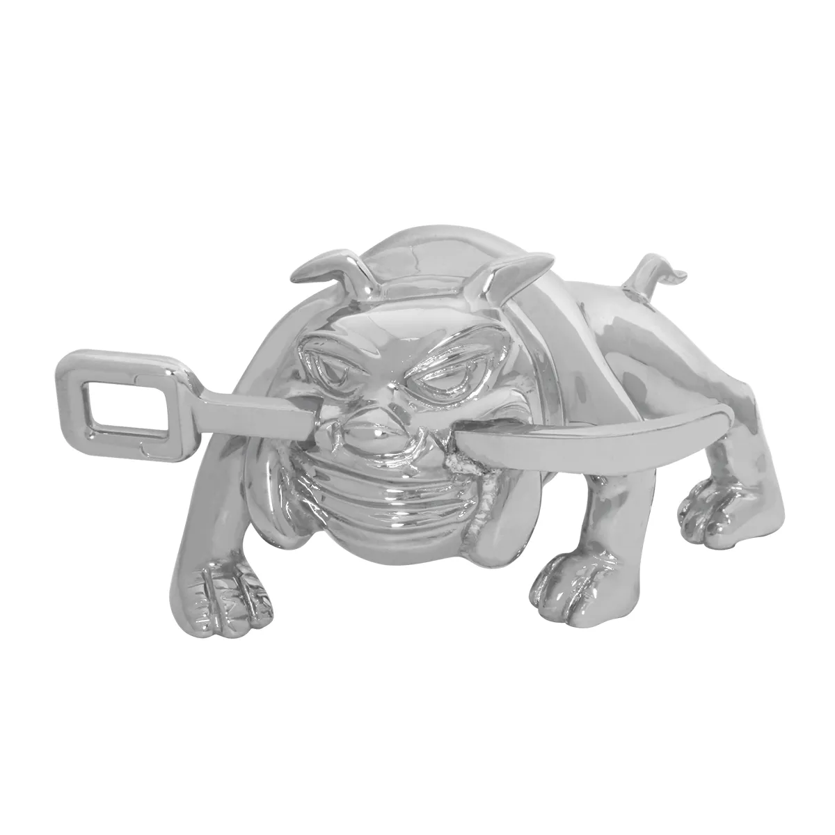 Grand General - 48351 : Chrome Bulldog With Winch Bar Hood Ornament, 6-1/2"X3-11/16"
