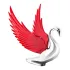 Grand General - 48099 : Chrome Swan Hood Ornament W/ RED WINDRIDERS, ILLUM., 8.5"X7.5"