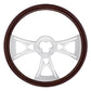 UP - 88103: 18" Wood Steering Wheel - Hourglass - Chrome Spoke