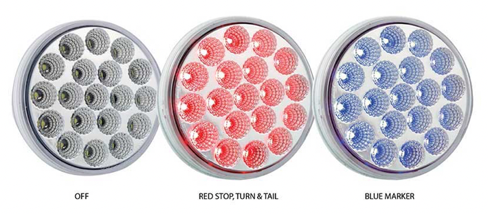 TRUX-TLED-4XRB: 4" Dual Revolution Red/Blue LED