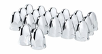 UP-10046 : 1-1/2" X 2-3/4" Chrome Plastic Bullet Nut Covers With Flange - Push-On (Color Box of 20)