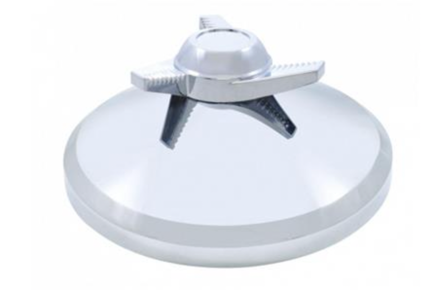 UNITED PACIFIC - 10269B : Chrome Rear Axle Cover Hub Cap w/3 Bar Left Swing Spinner