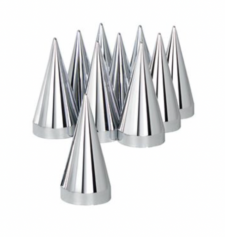 UP-10780 : 33mm x 4-1/2" Chrome Plastic X Spike Nut Covers - Thread-On (Box Of 10)
