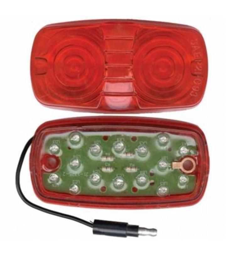 UNITED PACIFIC - 38192 : 16 LED Rectangular Tiger Eye Clearance/Marker Light With Single Wire - Red LED/Red Lens