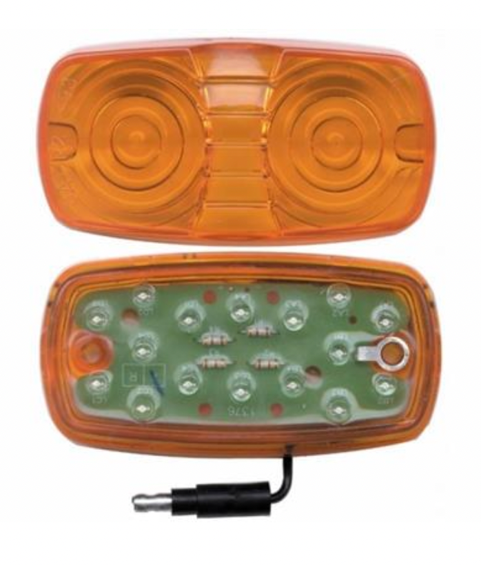 UNITED PACIFIC - 38191 : 16 LED Rectangular Tiger Eye Clearance/Marker Light With Single Wire - Amber LED/Amber Lens