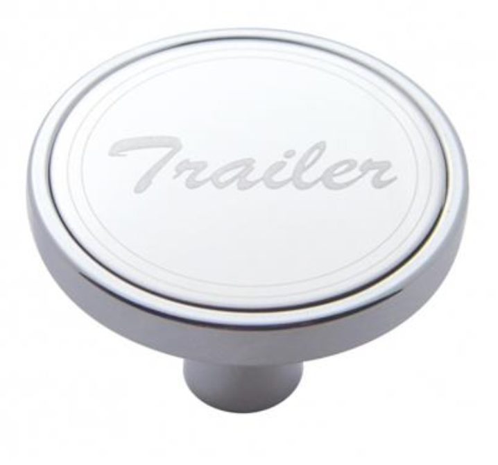 UNITED PACIFIC - 23182 : "Trailer" Short Air Valve Knob - Stainless Plaque w/ Cursive Script