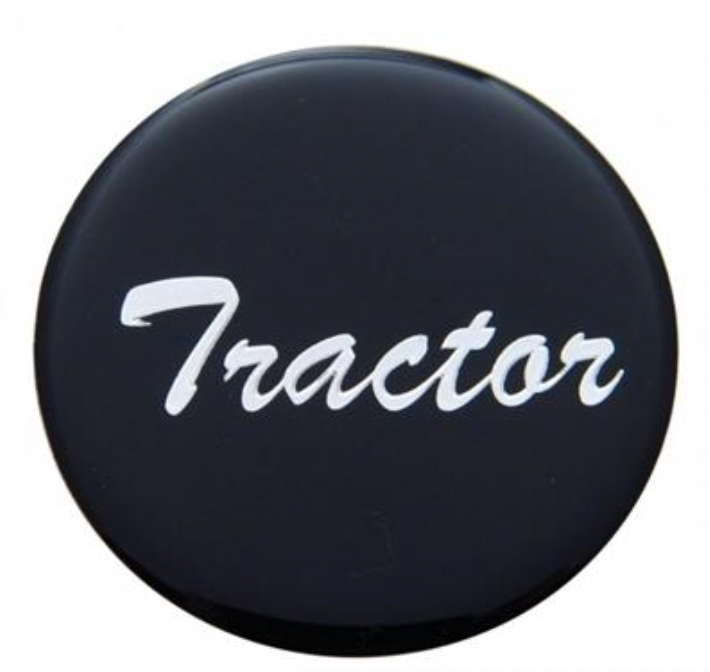 UNITED PACIFIC -23222-1K : "Tractor" Glossy Air Valve Knob Sticker Only - Black