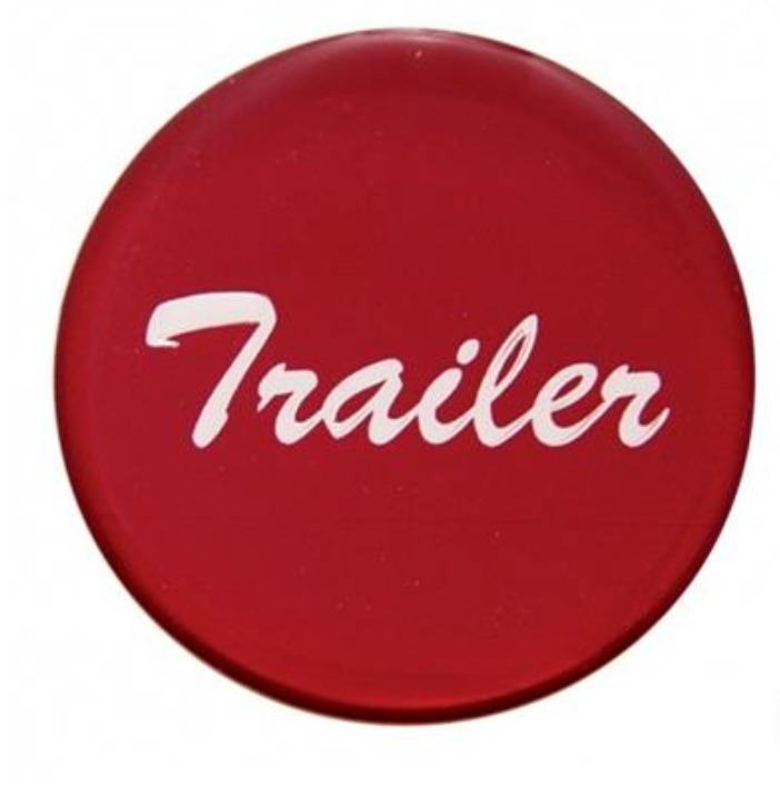 UNITED PACIFIC - 23229-1R : "Trailer" Glossy Air Valve Knob Sticker Only - Red