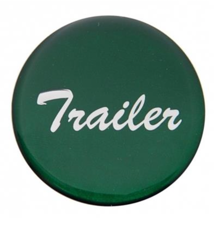 UNITED PACIFIC - 23229-1G : "Trailer" Glossy Air Valve Knob Sticker Only - Green
