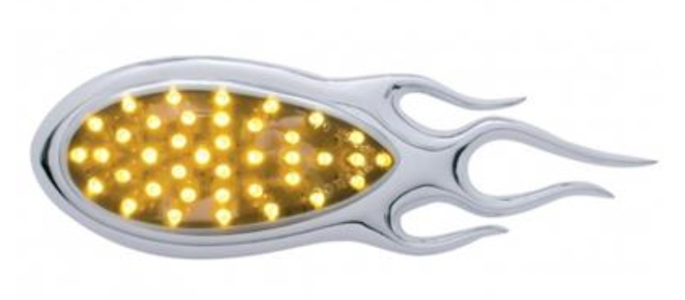 UNITED PACIFIC - 39897 : 39 LED "Inferno" Auxiliary Light w/ Flame Bezel - Amber LED/Chrome Lens