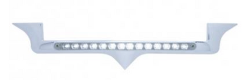 UP-37824 : Kenworth Chrome Hood Emblem w/ 14 LED Light Bar - White LED/Clear Lens