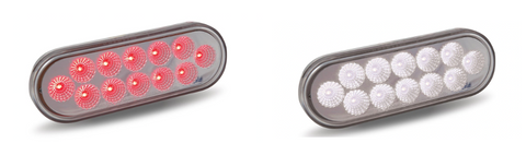 TX-TLED-OX60R: Oval Dual Red/White Stop, Turn & Tail LED (12 Diodes)
