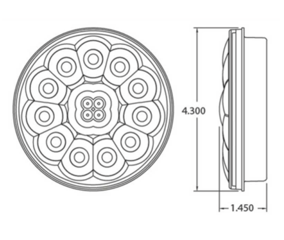 ASL - 40400RA - 4000 - 4" Designer Series - Red Lens / Amber Led
