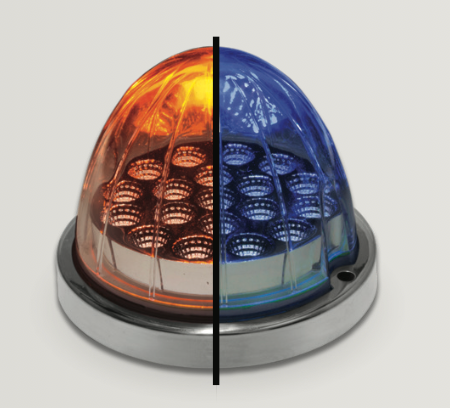 TX-TLED-WXAB : AMBER CLEARANCE & MARKER TO BLUE AUXILIARY WATERMELON LED LIGHT - 19 DIODES