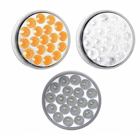 TX-TLED-4X40AW ": 4" AMBER & WHITE AUXILIARY ROUND LED LIGHT - 19 DIODES