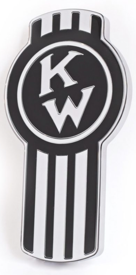 CUSTOM KNOBS-EMKWO-6090 : Kenworth Old Style Badge Emblem Chrome / Black