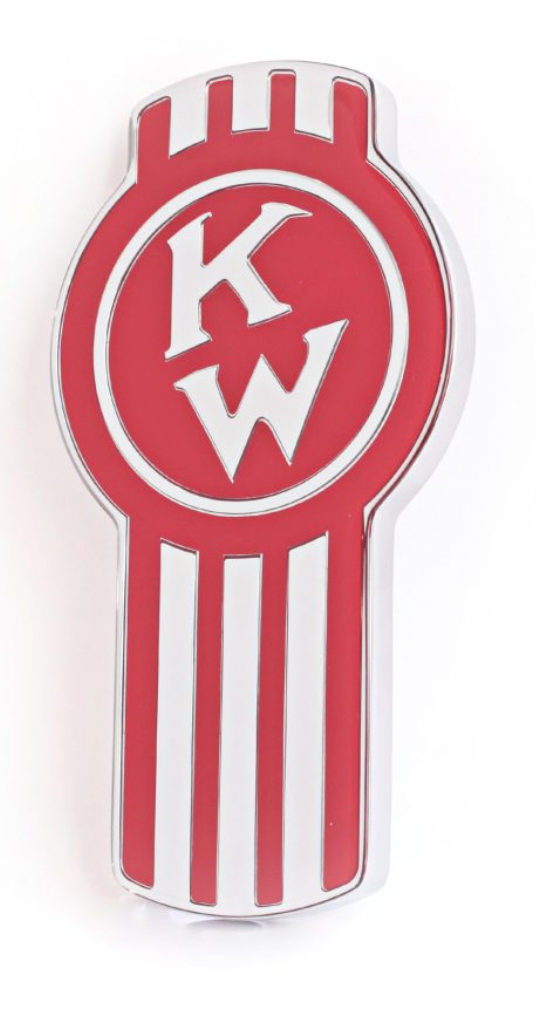 CK-EMKWO-6340 : Kenworth Old Style Badge Emblem Chrome / Red (450)