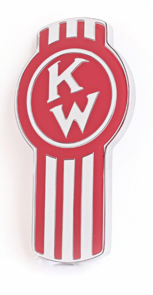 CK-EMKWO-6340 : Kenworth Old Style Badge Emblem Chrome / Red (450)