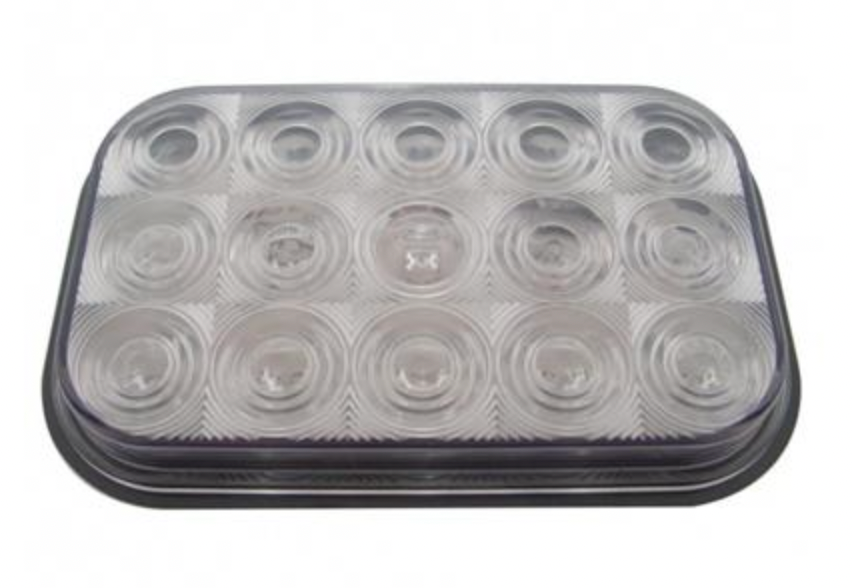UNITED PACIFIC - 38749 : 15 LED Rectangular Light (Stop, Turn & Tail) - Red LED/Clear Lens