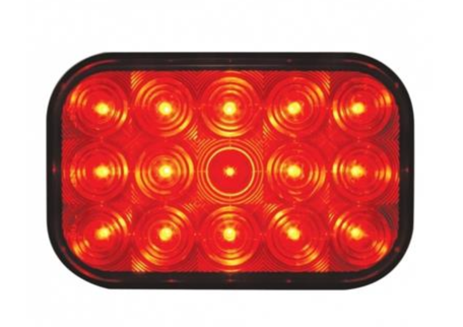 UNITED PACIFIC - 38747 : 15 LED Rectangular Light (Stop, Turn & Tail) - Red LED/Red Lens
