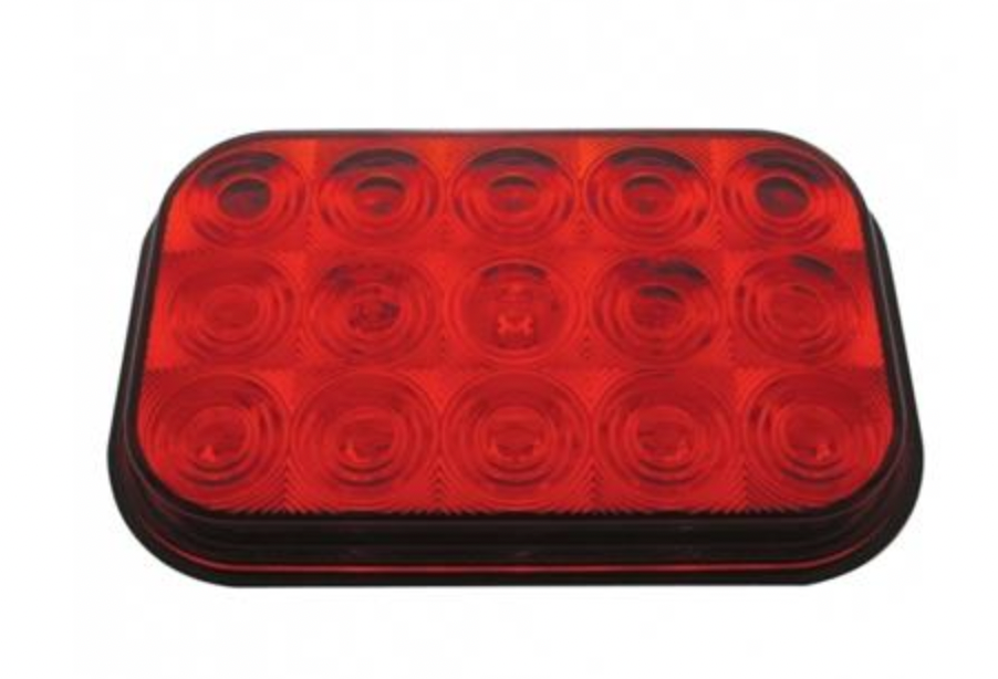UNITED PACIFIC - 38747 : 15 LED Rectangular Light (Stop, Turn & Tail) - Red LED/Red Lens