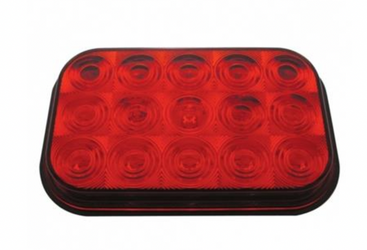 UNITED PACIFIC - 38747 : 15 LED Rectangular Light (Stop, Turn & Tail) - Red LED/Red Lens