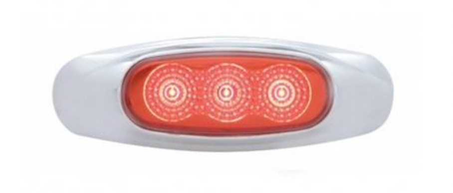 UNITED PACIFIC - 39480 : 3 LED Reflector Light (Clearance/Marker) - Red LED/Red Lens