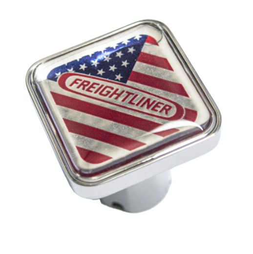 CK-FL1-S-USA : Freightliner Logo Square Knob US Flag Red/Chrome