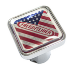 CK-FL1-S-USA : Freightliner Logo Square Knob US Flag Red/Chrome