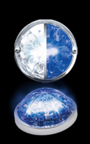 RW - HEROWBCWMLP : LOW PROFILE WATERMELON HERO LED MARKER LIGHT - WHITE AND BLUE LIGHT / CLEAR LENS