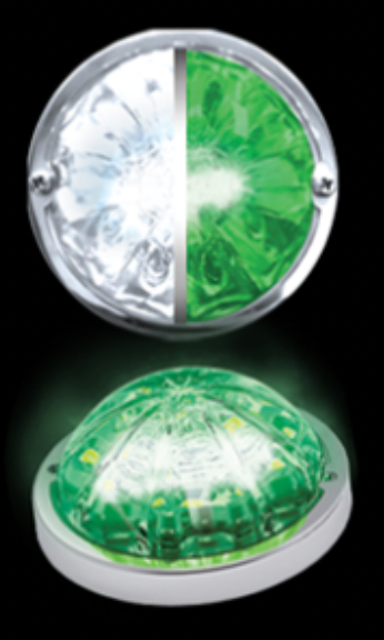 ROADWORKS - HEROWGCWMLP : LOW PROFILE WATERMELON HERO LED MARKER LIGHT - WHITE AND GREEN LIGHT / CLEAR LENS