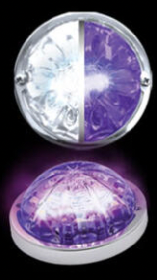 ROADWORKS - HEROWPCWMLP : LOW PROFILE WATERMELON HERO LED MARKER LIGHT - WHITE AND PURPLE LIGHT / CLEAR LENS
