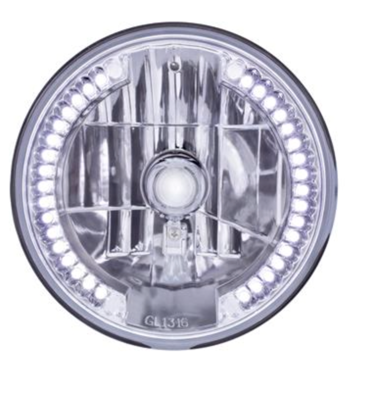 UNITED PACIFIC - 31379 : ULTRALIT - 7" Crystal Headlight With 34 White LED Position Light