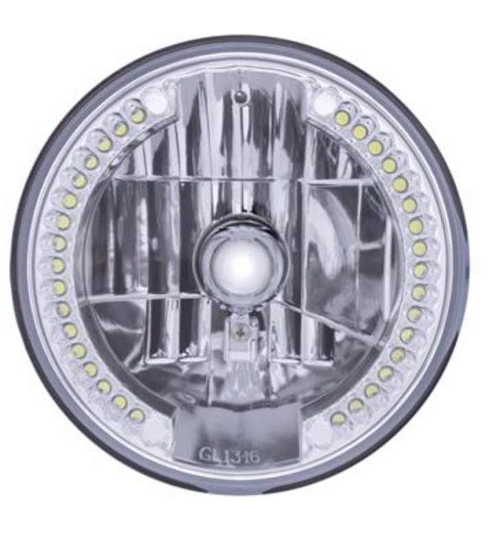 UNITED PACIFIC - 31379 : ULTRALIT - 7" Crystal Headlight With 34 White LED Position Light