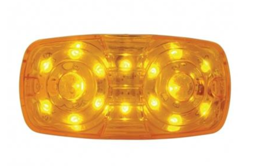 UNITED PACIFIC - 38225 : 16 LED 4" X 2" Rectangular Tiger Eye Light (Clearance/Marker)- Amber LED/Amber Lens