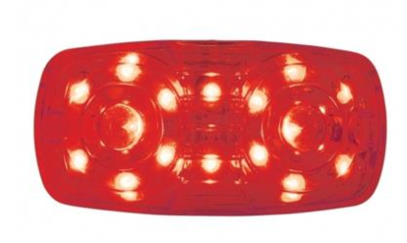 UNITED PACIFIC - 38226 : 16 LED 4" X 2" Rectangular Tiger EyeLight (Clearance/Marker)- Red LED/Red Lens
