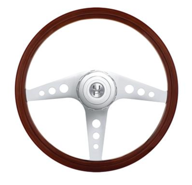 UNITED PACIFIC-88181 : 18" GT Style Wood Steering Wheel With Hub & Horn Button Kit For Peterbilt (2003+) & Kenworth (2003+)