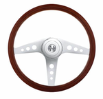 UP-88181 : 18" GT Style Wood Steering Wheel With Hub & Horn Button Kit For Peterbilt (2003+) & Kenworth (2003+)