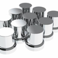 UNITED PACIFIC - 10772 : 33mm X 2" Chrome Plastic Flat Top Nut Covers With Flange - Push-On (10-Pack)