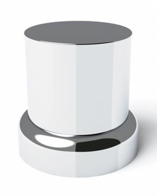 UNITED PACIFIC - 10772 : 33mm X 2" Chrome Plastic Flat Top Nut Covers With Flange - Push-On (10-Pack)