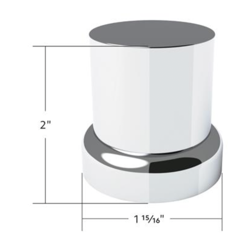 UNITED PACIFIC - 10772 : 33mm X 2" Chrome Plastic Flat Top Nut Covers With Flange - Push-On (10-Pack)