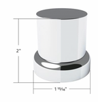 UP-10772 : 33mm X 2" Chrome Plastic Flat Top Nut Covers With Flange - Push-On (10-Pack)