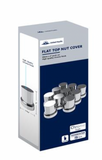 UP-10772 : 33mm X 2" Chrome Plastic Flat Top Nut Covers With Flange - Push-On (10-Pack)