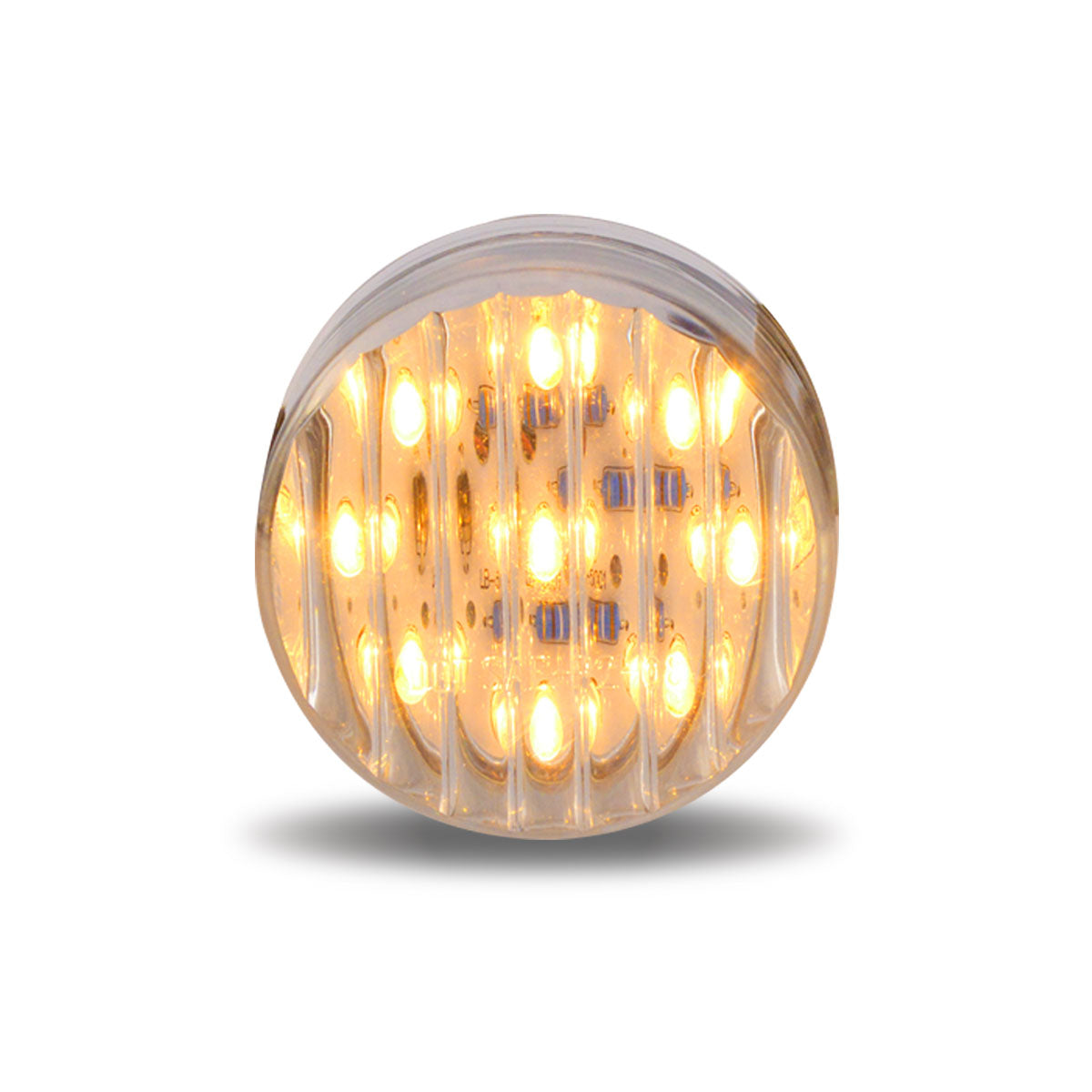 TX-TLED-2TCA : 2" Round Clear Ribbed Amber LED (9 Diodes)"