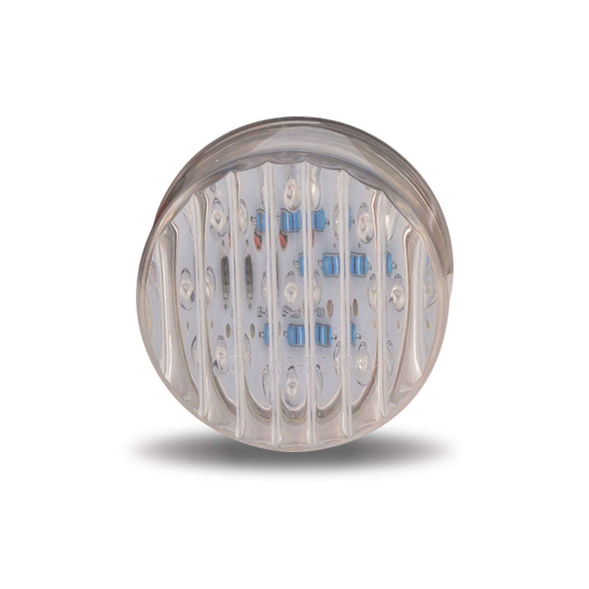 TX-TLED-2TR : 2" Round Clear Ribbed Red LED (9 Diodes)
