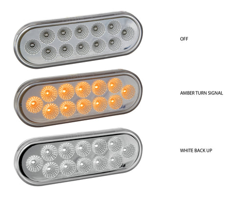 TX-TLED-OX60A: Oval Dual Amber/White Stop, Turn & Tail LED (12 Diodes)