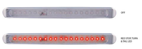 TX-TLED-U3CR : Chrome Auxiliary Stop, Turn & Tail LED Light Strip - Clear Red (12 Diodes)